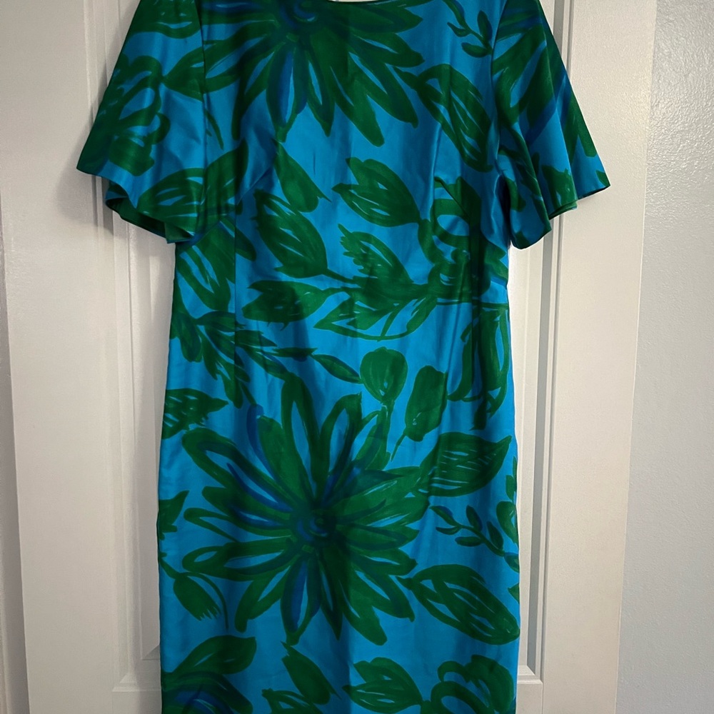Vintage Blue and Green Floral Midi Dress